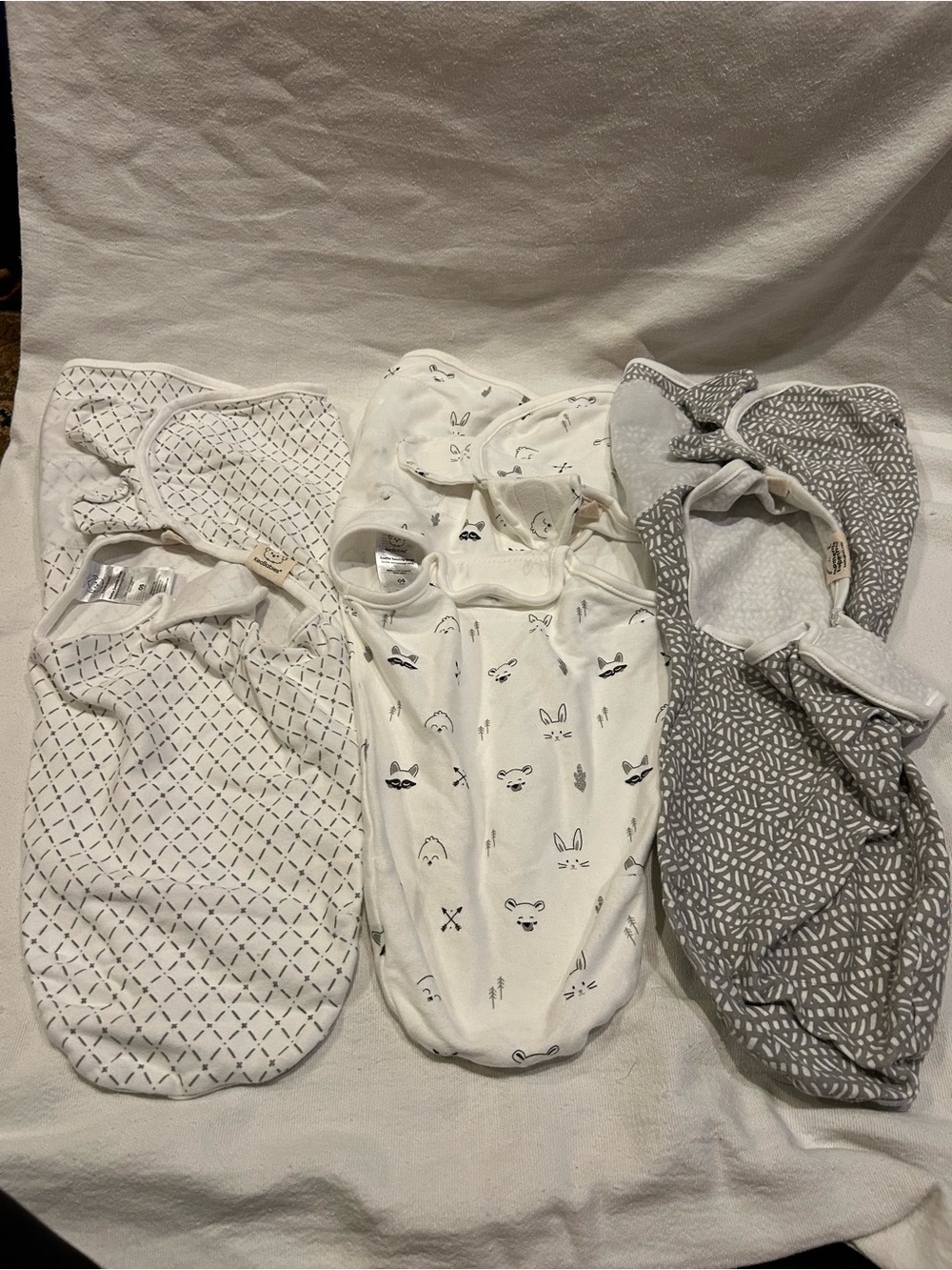 3-Pack Keababies Baby Swaddle Sleep Sacks – White & Gray